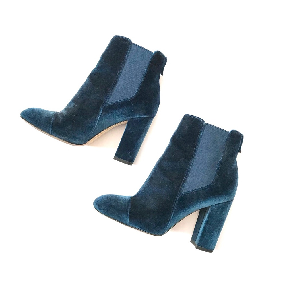 Sam Edelman Blue Velvet Pull-On Ankle Booties SZ 5